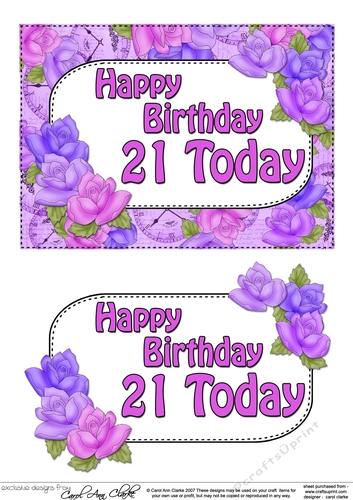 5x7 Happy Birthday 21 TODAY Time for Roses 3D Decoupage