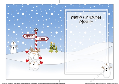 5 x 7 matching insert -  Merry Christmas MOTHER with Snowball Sam