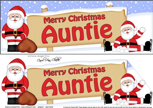large DL Merry Christmas AUNTIE with Santa 3D decoupage