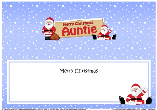 large DL Merry Christmas AUNTIE with Santa insert