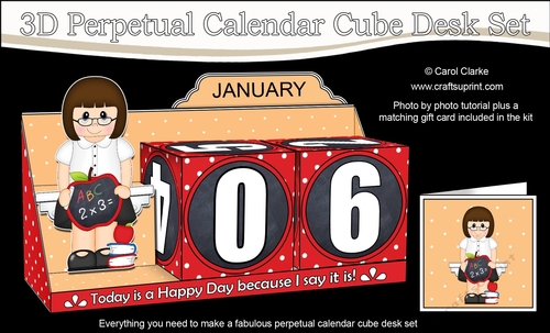 3D Everlasting Perpetual Calendar Desk Set Kit - Apple for the Teacher