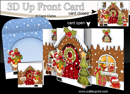 3D Up Front Card Kit -  Rudolph is at the Christmas Gingerbread House