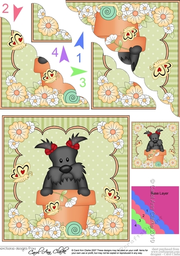 Flower Pot Friends Cute Little Scottie Dog Scalloped Corner Stacker