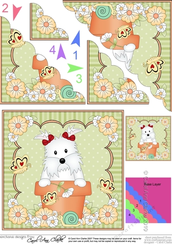 Flower Pot Friends Cute Little Westie Dog Scalloped Corner Stacker