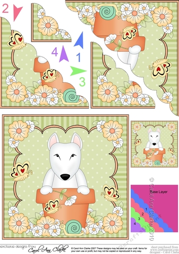Flower Pot Friends Cute Little English Bull Terrier Dog Scalloped Corner Stacker
