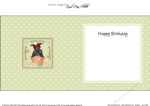 Flower Pot Friends Cute Little Scottie Dog square landscape insert