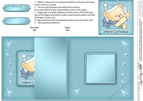 Cute Hunney Bear Robert has a Christmas Star - No-Hole Fold Back Card