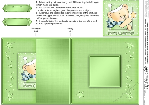 Cute Hunney Bear Robert has a Christmas Star - No-Hole Fold Back Card