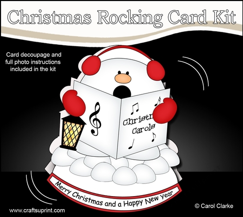 3D Shaped Rocking Christmas Card Mini Kit  - Snhowball Sam is Carol Singing