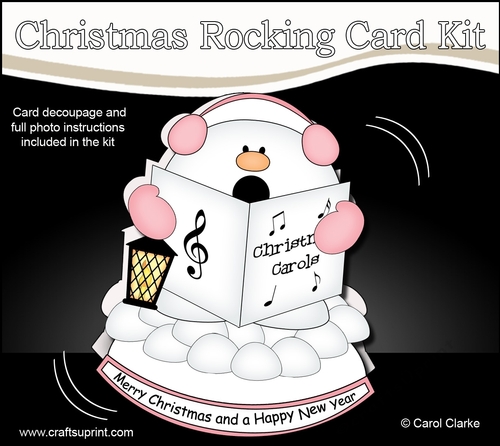 3D Shaped Rocking Christmas Card Mini Kit  - Snhowball Sam is Carol Singing
