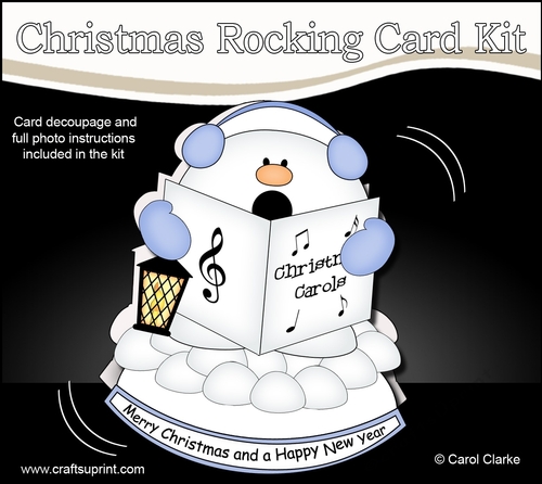 3D Shaped Rocking Christmas Card Mini Kit  - Snhowball Sam is Carol Singing