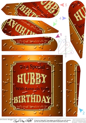 Happy Birthday HUBBY Beer Label Fan Pyramage Topper