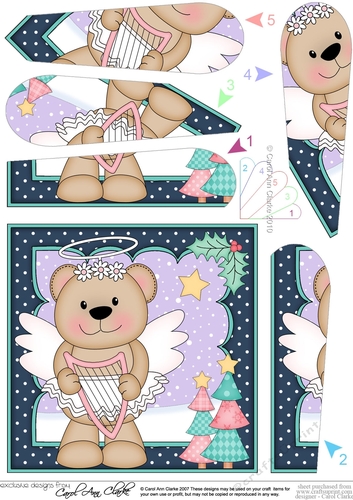 Christmas Angel Livvy Bear Fan Pyramage Topper