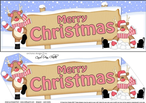 large DL MERRY CHRISTMAS with Rudolph 3D decoupage