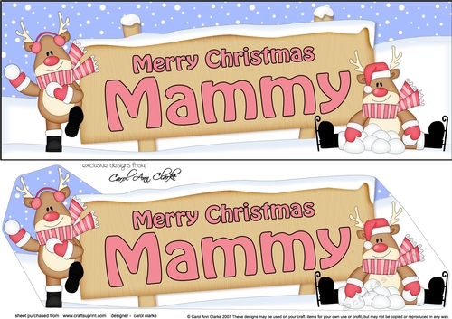 large DL Merry Christmas MAMMY with Rudolph 3D decoupage