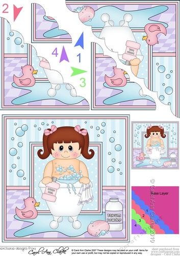 Cute Little Girl Bathtub Buddies Scalloped Corner Stacker