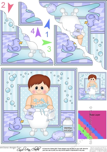 Cute Little Boy Bathtub Buddies Scalloped Corner Stacker