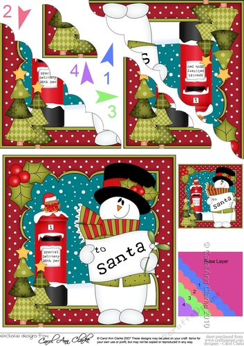 Christmas Snowman Rio has a Letter for Santa Scallop Corner side stacker Topper