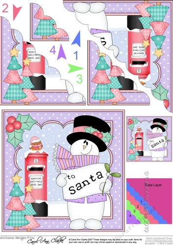 Christmas Snowman Rio has a Letter for Santa Scallop Corner side stacker Topper