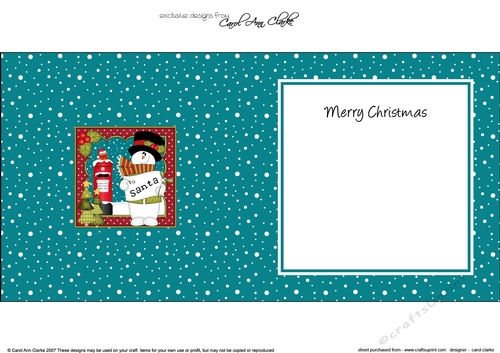 Christmas Snowman Rio has a Letter for Santa insert square landscape