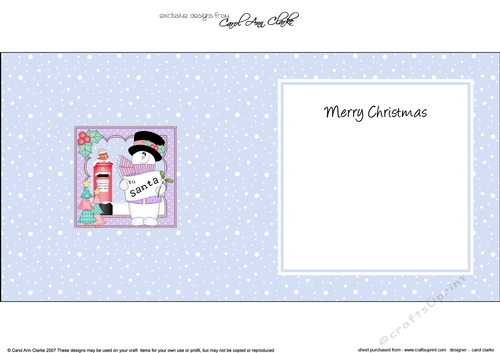 Christmas Snowman Rio has a Letter for Santa insert square landscape