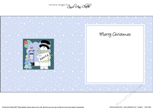 Christmas Snowman Rio has a Letter for Santa insert square landscape