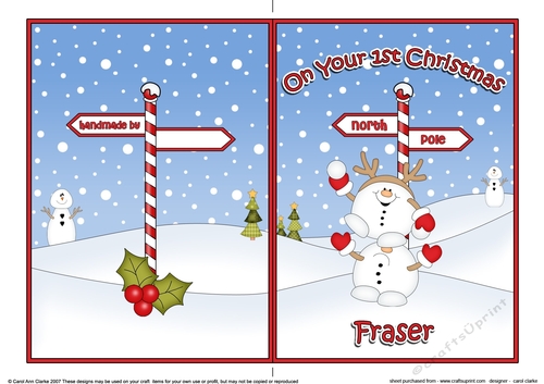 5 x 7 Quick Cut and Fold Card - On Your 1st Christmas FRASER