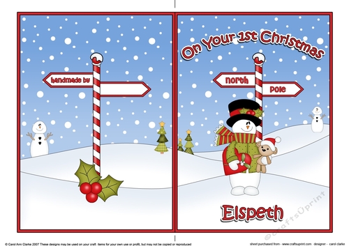 5 x 7 Quick Cut and Fold Card - On Your 1st Christmas ELSPETH
