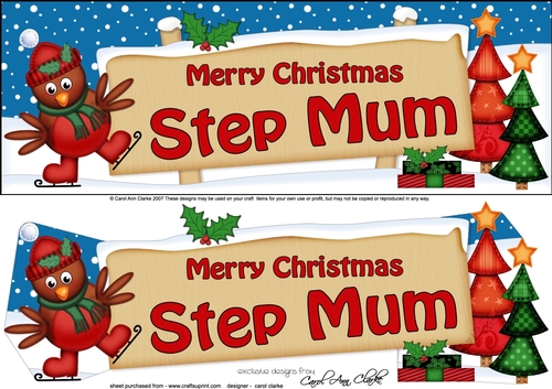 large DL Merry Christmas STEP MUM with Robin 3d decoupage