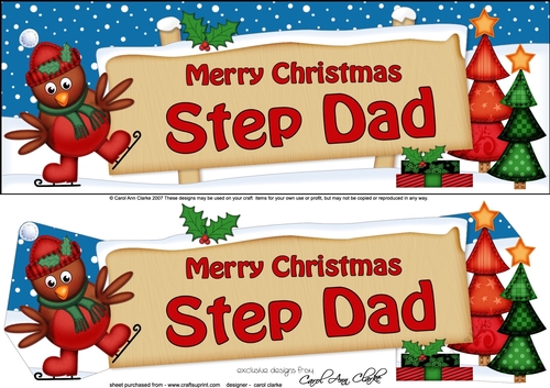 large DL Merry Christmas STEP DAD with Robin 3d decoupage