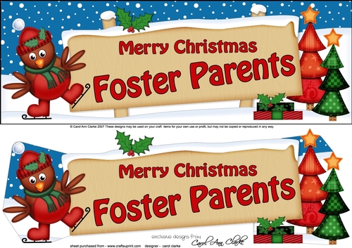 large DL Merry Christmas FOSTER PARENTS with Robin 3d decoupage