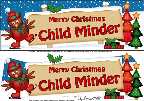 large DL Merry Christmas CHILD MINDER with Robin 3d decoupage
