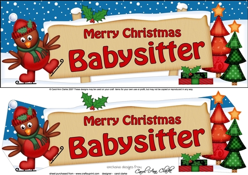 large DL Merry Christmas BABYSITTER with Robin 3d decoupage