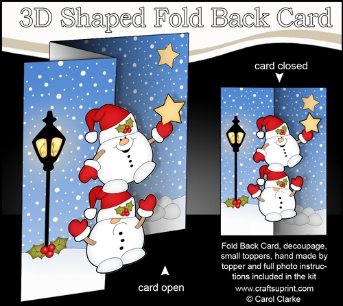 3D Shaped No-Hole Fold Back Christmas Card Mini Kit  - Snowball Sam & Friend have an Xmas Star