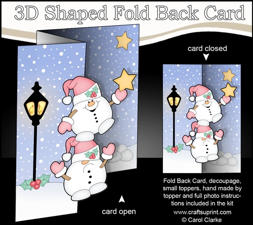 3D Shaped No-Hole Fold Back Christmas Card Mini Kit  - Snowball Sam & Friend have an Xmas Star