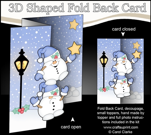 3D Shaped No-Hole Fold Back Christmas Card Mini Kit  - Snowball Sam & Friend have an Xmas Star