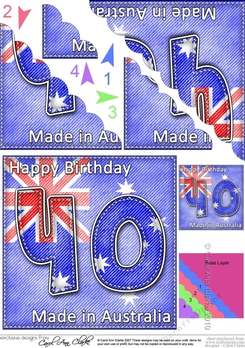 Flying the Flag AUSTRALIA 40th Birthday Scalloped Corner Stacker