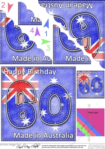 Flying the Flag AUSTRALIA 60th Birthday Scalloped Corner Stacker
