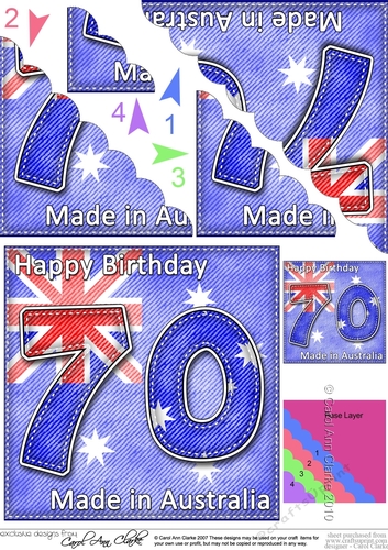 Flying the Flag AUSTRALIA 70th Birthday Scalloped Corner Stacker