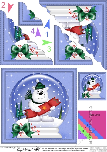 Christmas Snowglobe Ben Polar Bear Scallop Corner side stacker Topper