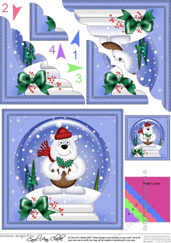 Christmas Snowglobe Ben Polar Bear Scallop Corner side stacker Topper