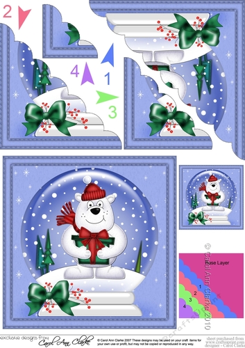 Christmas Snowglobe Ben Polar Bear Scallop Corner side stacker Topper