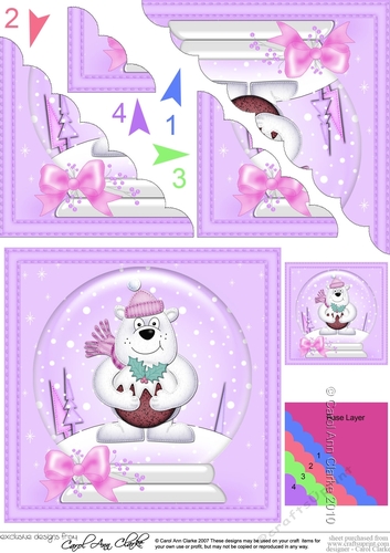 Christmas Snowglobe Ben Polar Bear Scallop Corner side stacker Topper