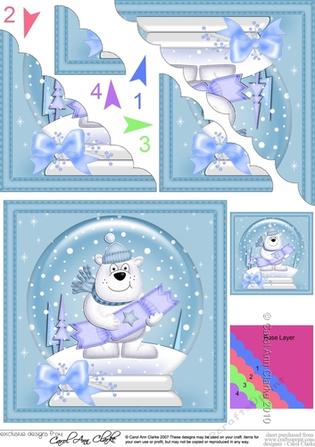 Christmas Snowglobe Ben Polar Bear Scallop Corner side stacker Topper