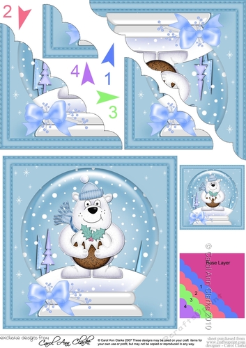Christmas Snowglobe Ben Polar Bear Scallop Corner side stacker Topper