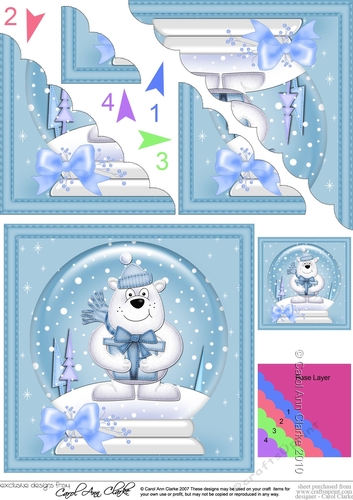 Christmas Snowglobe Ben Polar Bear Scallop Corner side stacker Topper