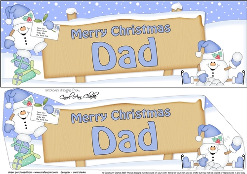 large DL Merry Christmas DAD with Snowball Sam 3D decoupage