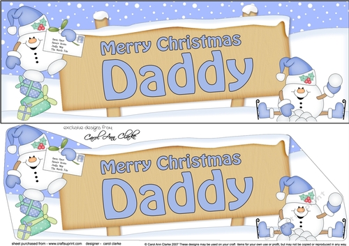 large DL Merry Christmas DADDY with Snowball Sam 3D decoupage