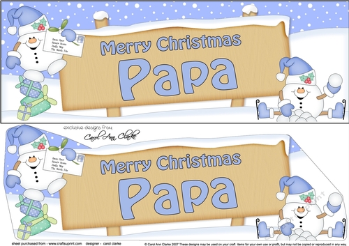 large DL Merry Christmas PAPA with Snowball Sam 3D decoupage
