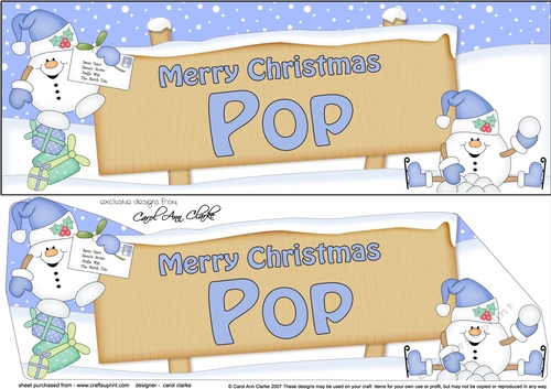 large DL Merry Christmas POP with Snowball Sam 3D decoupage